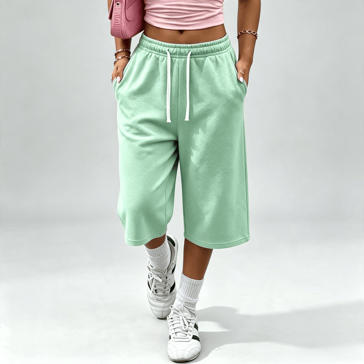 End of Summer Sale:Women's wide-leg capri pants with pockets
