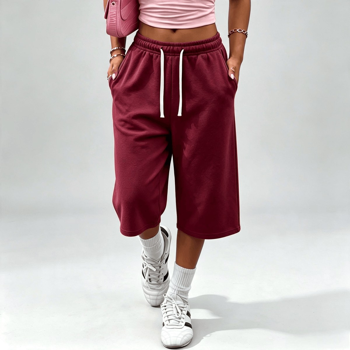 End of Summer Sale:Women's wide-leg capri pants with pockets