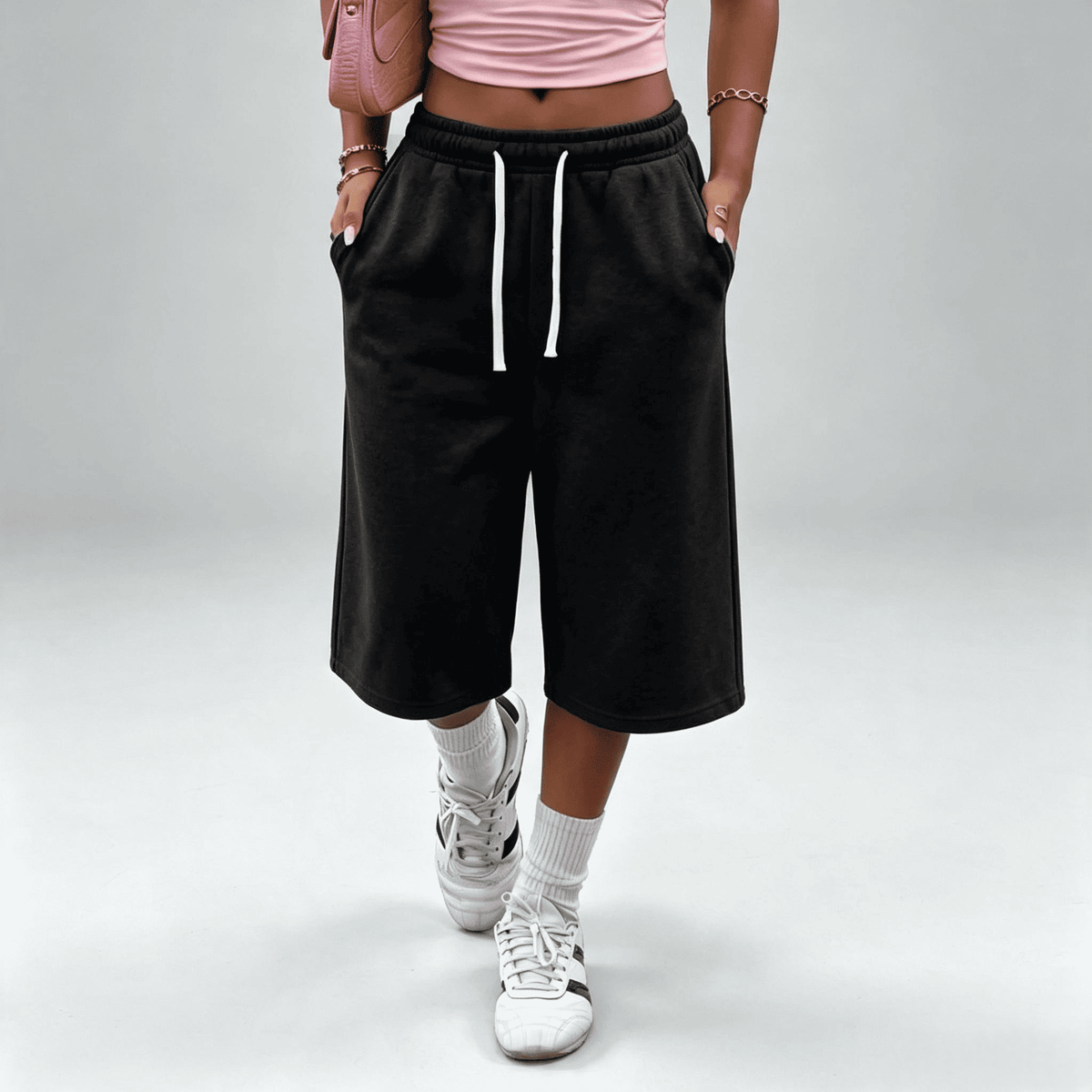 End of Summer Sale:Women's wide-leg capri pants with pockets