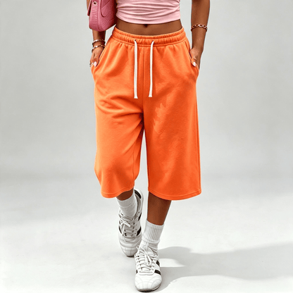 End of Summer Sale:Women's wide-leg capri pants with pockets