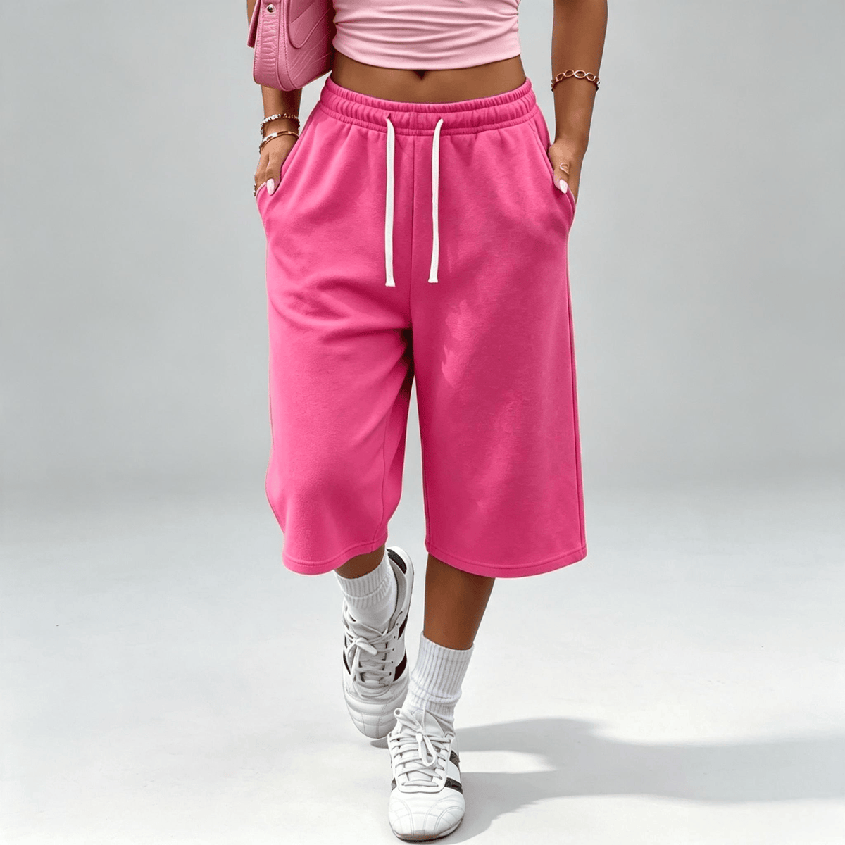 End of Summer Sale:Women's wide-leg capri pants with pockets