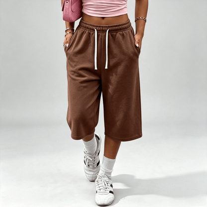 End of Summer Sale:Women's wide-leg capri pants with pockets