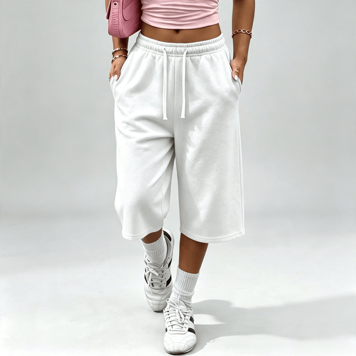 End of Summer Sale:Women's wide-leg capri pants with pockets